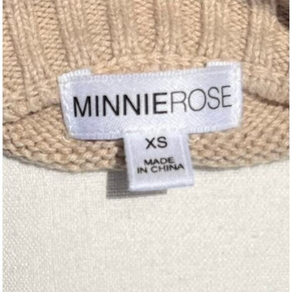 MINNIE ROSE Womens XS Star Sweater Tan Beige Cream Cotton Cashmere Crew Pullover - Picture 7 of 9